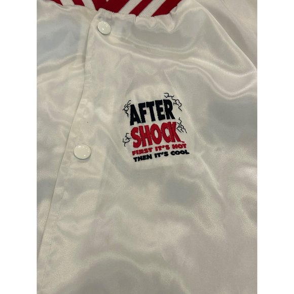 Vintage 1990’s After Shock Liquor White Satin Bomber Jacket West Ark Men’s XL - Picture 5 of 11